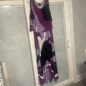 Ashley Stewart Abstractct print maxi dress with cold shoulder